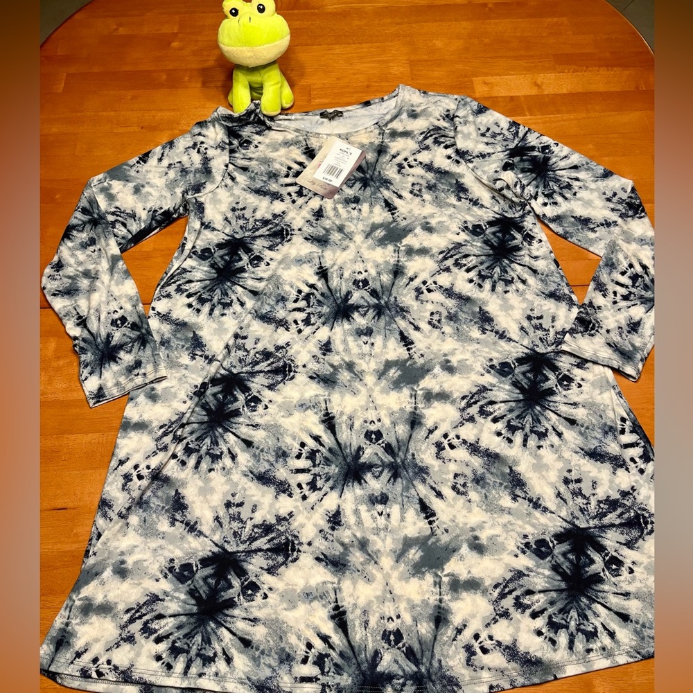 Lily Rose Navy and Cream Tie-Dye Dress